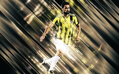 Mehmet Ekici, 4k, kreativ konst, blad stil, Turkiska fotbollsspelare, Fenerbahce, Turkiet, bl&#229; kreativ bakgrund, fotboll