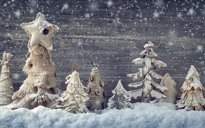 Mutlu Noeller, yaratıcı Noel ağa&#231;ları, Yeni Yıl, dekorasyon, kar, kış, orman
