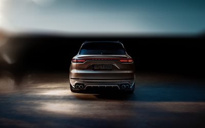 Porsche Cayenne, Turbo, 2018, TechArt, rear view, sports SUV, new bronze Cayenne, German cars, Porsche