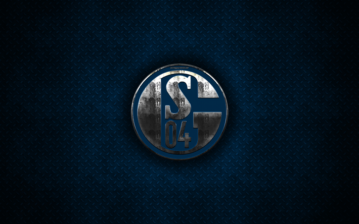 schalke 04, 4k -, metall-logo, creative art, fussball-club, bundesliga, emblem, black-metal-hintergrund, gelsenkirchen, deutschland, fc gelsenkirchen-schalke 04, fu&#223;ball