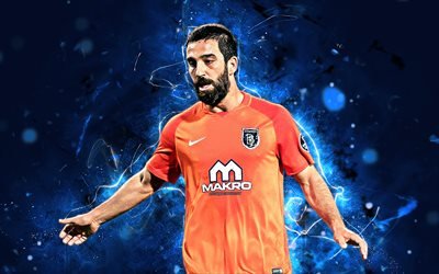Arda Turan, midfielder, turkish footballers, Basaksehir FC, soccer, Turan, Turkish Super Lig, football, neon lights, abstract art