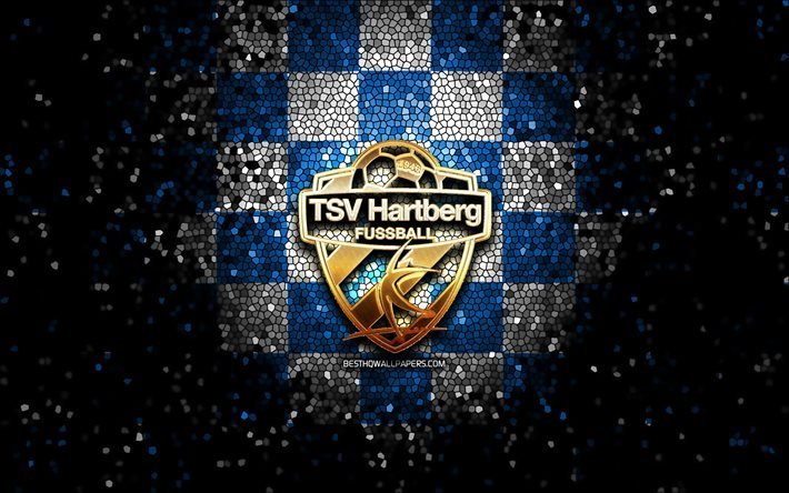 Hartberg FC, glitter logo, Austrian Bundesliga, blue white checkered background, soccer, austrian football club, TSV Hartberg logo, mosaic art, football, TSV Hartberg, Austria