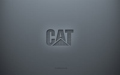 Logo CAT, arrière-plan créatif gris, logo Caterpillar, emblème CAT, texture de papier gris, CAT, fond gris, logo CAT 3d, Caterpillar