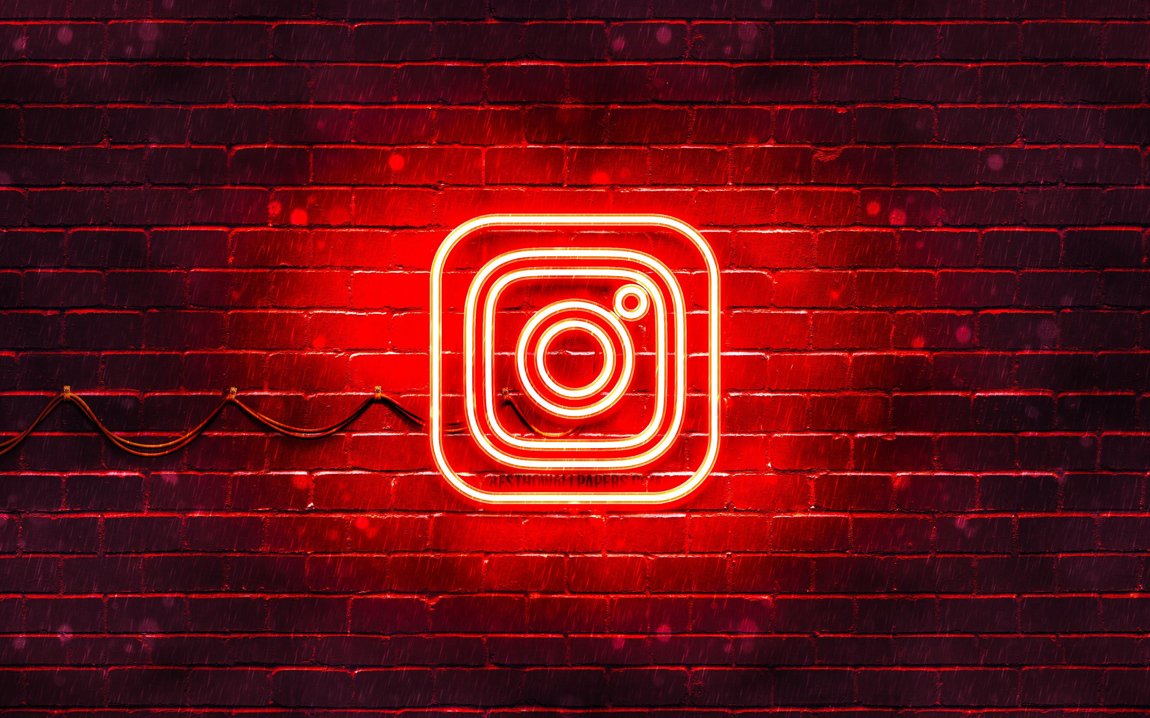 Download wallpapers Instagram red logo, red brickwall, 4k, Instagram ...