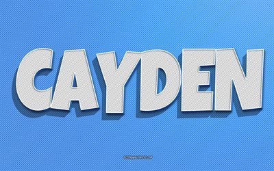 Cayden, blue lines background, wallpapers with names, Cayden name, male names, Cayden greeting card, line art, picture with Cayden name