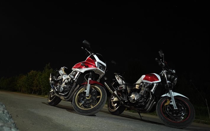 Honda CB1300ST, 2021, Spor Bisikletleri, Dış Mekan, Gece, CB1300, Yeni Kırmızı Beyaz CB1300, Japon Motosikletleri, Honda