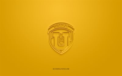 Universidad Central de Venezuela FC, logotipo 3D criativo, fundo amarelo, sele&#231;&#227;o venezuelana de futebol, Venezuela Primera Division, Caracas, Venezuela, futebol, logotipo 3D da Universidad Central de Venezuela FC