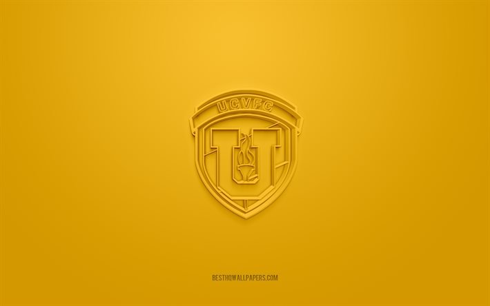 Universidad Central de Venezuela FC, logotipo 3D criativo, fundo amarelo, sele&#231;&#227;o venezuelana de futebol, Venezuela Primera Division, Caracas, Venezuela, futebol, logotipo 3D da Universidad Central de Venezuela FC