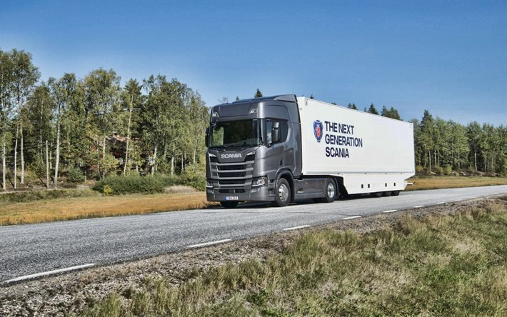 Scania R500, 2021, 4x2, camion nuovi, Scania di nuova generazione, nuovo R500 grigio, camion, Scania
