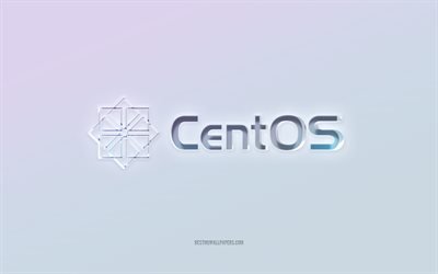 CentOS-logo, leikattu 3d-teksti, valkoinen tausta, CentOS 3d -logo, CentOS-tunnus, CentOS, kohokuvioitu logo, CentOS 3d -tunnus