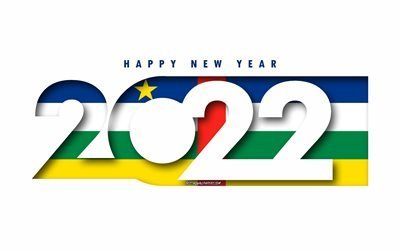Hyv&#228;&#228; uutta vuotta 2022 Keski-Afrikan tasavalta, valkoinen tausta, Keski-Afrikan tasavalta 2022, Keski-Afrikan tasavalta 2022 Uusi vuosi, 2022 k&#228;sitteet, Keski-Afrikan tasavalta, Keski-Afrikan tasavallan lippu