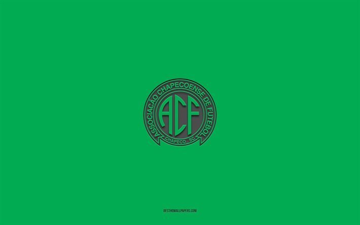 Chapecoense, green background, Brazilian football team, Chapecoense emblem, Serie A, Chapeco, Brazil, football, Chapecoense logo