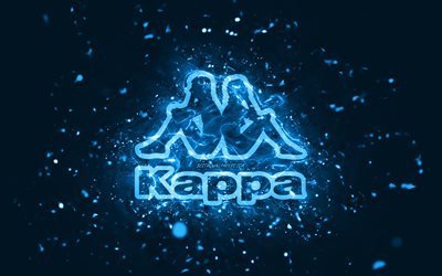 Kappa blue logo, 4k, blue neon lights, creative, blue abstract background, Kappa logo, brands, Kappa