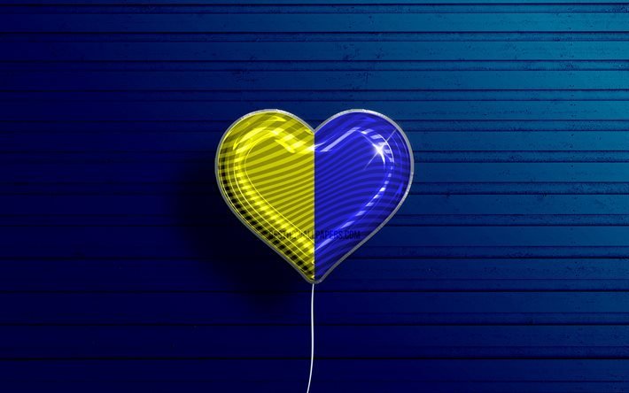 I Love Modena, 4k, palloncini realistici, sfondo di legno blu, Giorno di Modena, citt&#224; italiane, bandiera di Modena, Italia, palloncino con bandiera, Modena