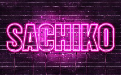 Grattis p&#229; f&#246;delsedagen Sachiko, 4k, rosa neonljus, Sachiko namn, kreativ, Sachiko Grattis p&#229; f&#246;delsedagen, Sachiko Birthday, popul&#228;ra japanska kvinnonamn, bild med Sachiko namn, Sachiko
