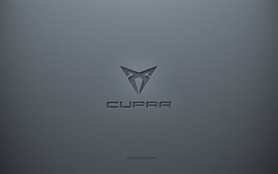 Cupra-logo, harmaa luova tausta, Cupra-tunnus, harmaa paperirakenne, Cupra, harmaa tausta, Cupra 3d-logo