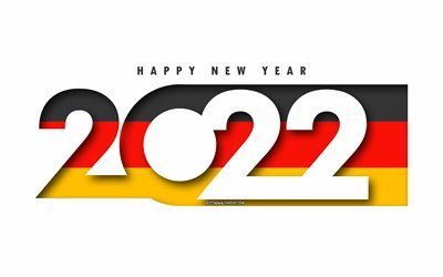 Hyv&#228;&#228; uutta vuotta 2022 Saksa, valkoinen tausta, Saksa 2022, Saksa 2022 Uusi vuosi, 2022 konseptit, Saksa, Saksan lippu
