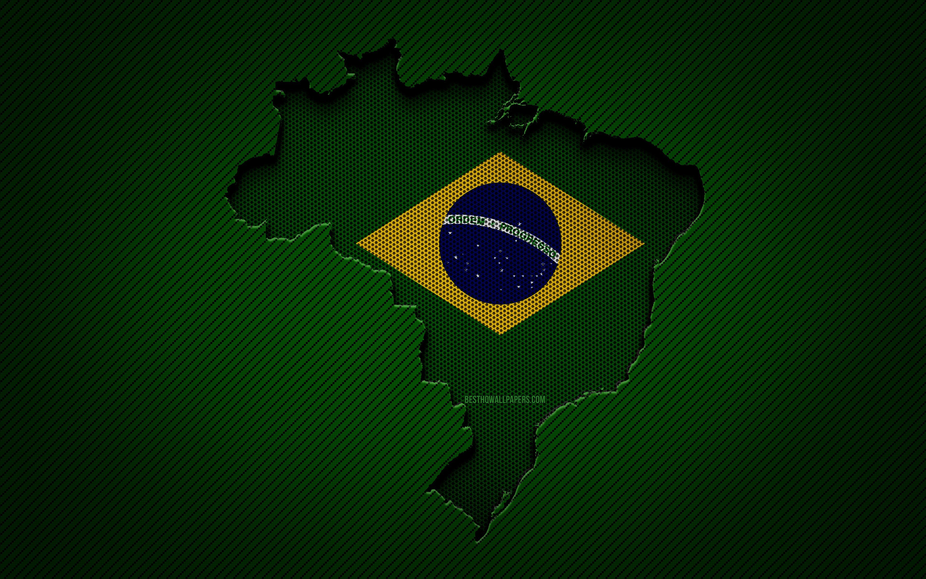 Brazil Flag Canvas 4K wallpaper download