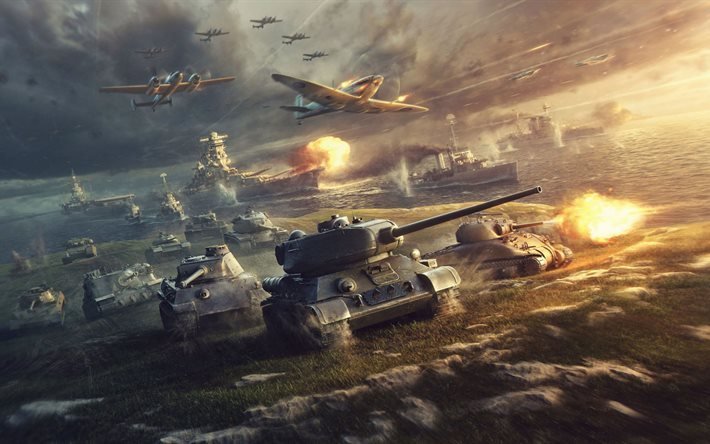 world of tanks, Online-peli, battlefield, s&#228;ili&#246;t, 4k