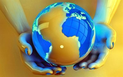 3d globe 3d people, concepts, globe in hands, Earth