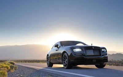 Rolls-Royce Wraith, 2016, luxe, noir, Rolls-Royce, route