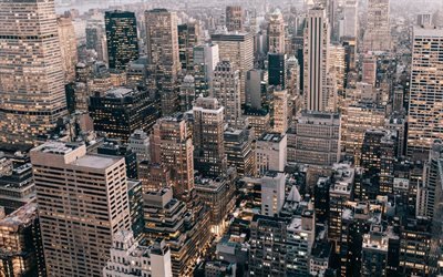 grattacieli, case, New York, USA, cityscape