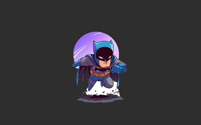 Batman, 4k, superhj&#228;ltar, minimal, gr&#229; bakgrund