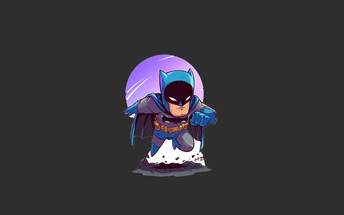 Batman, 4k, superh&#233;roes, m&#237;nimo, fondo gris