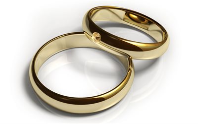 3d-guld ringar, 4k, smycken, guld, objekt