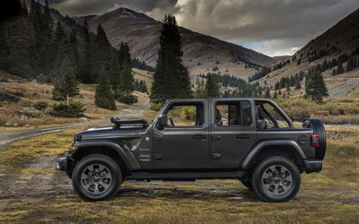 Jeep Wrangler Sahara, 2018 cars, SUVs, 4x4, offroad, new Wrangler, Jeep