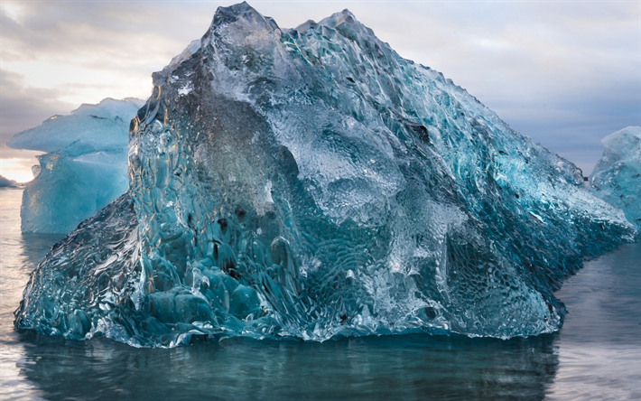 eisberg, eisscholle, block, eis, meer, antarktis