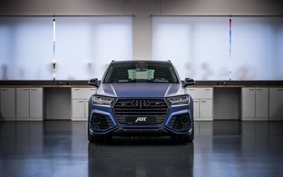 Audi SQ7, 2017, ABT, front view, blue matt SUV, tuning, German cars, VAG, Vossen wheels, Audi