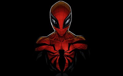 Spiderman, darkness, minimal, superheroes