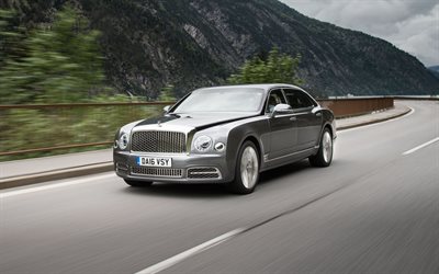 Bentley Mulsanne, 2018, 4k, harmaa luxury sedan, business-luokassa, British autot, Bentley