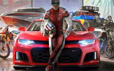 The Crew 2, 2018, poster, new game, car simulator, Ubisoft, PlayStation 4, Xbox One