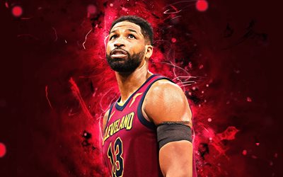 Tristan Thompson, close-up, NBA, basket stars, Cleveland Cavaliers, Thompson, CAVS, luci al neon, realtristan13, basket, creativo, CAVS 13