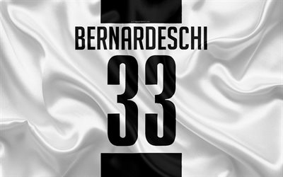 Federico Bernardeschi, A Juventus FC, T-shirt, 33 o n&#250;mero de, de seda branca de textura, Serie A, A Juve, Turim, It&#225;lia, futebol, Bernardeschi