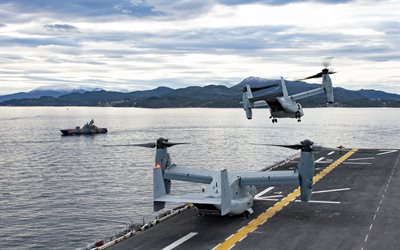 Bell V-22 Osprey, MV-22B Osprey, US tiltrotor, USS Iwo Jima, LHD-7, amphibious assault ship, Wasp-class, US Marine Corps, HNoMS Storm, P961, Norwegian Navy, US NAVY
