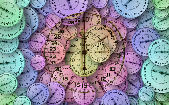 creativo reloj, la esfera, conceptos de tiempo, arte, n&#250;meros, flechas