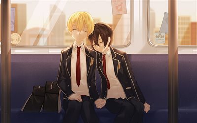 Sword Art Online, characters, japanese manga, subway, wagon