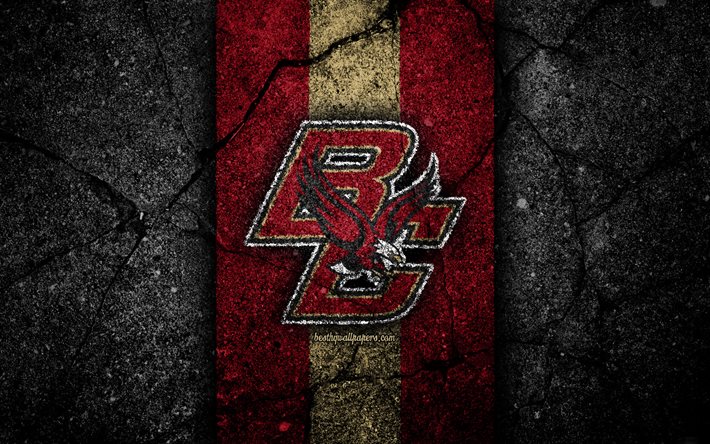 Boston College Eagles, 4k, time de futebol americano, NCAA, pedra marrom roxa, EUA, textura de asfalto, futebol americano, logotipo do Boston College Eagles