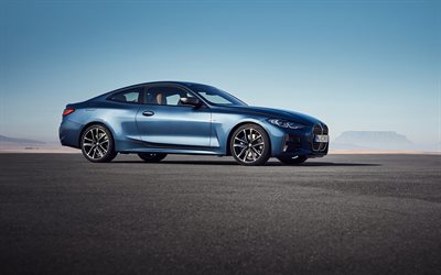 BMW Serie 4, 2021, esterno, coup&#233; blu, nuova BMW 4 blu, auto tedesche, BMW