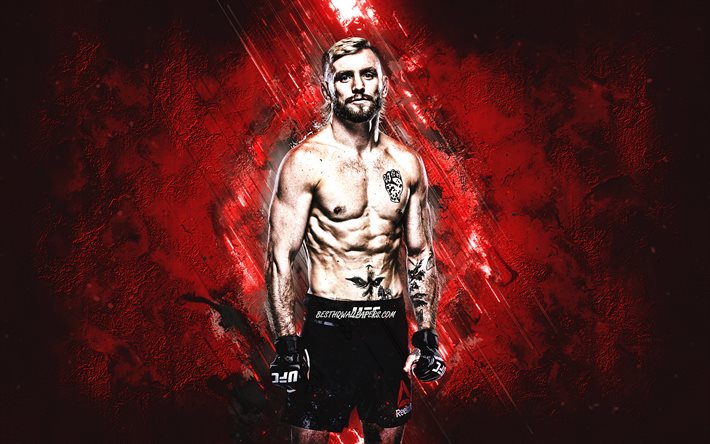 Tim Elliott, UFC, MMA, american fighter, portrait, red stone background
