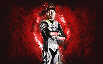 Tito Rabat, Esponsorama Racing, Spanish motorcycle racer, MotoGP, red stone background, portrait, MotoGP World Championship
