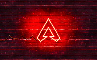 Apex Legends red logo, 4k, red brickwall, Apex Legends logo, 2020 games, Apex Legends neon logo, Apex Legends