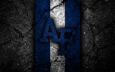 Air Force Falcons, 4k, american football team, NCAA, blue white stone, USA, asphalt texture, american football, Air Force Falcons logo