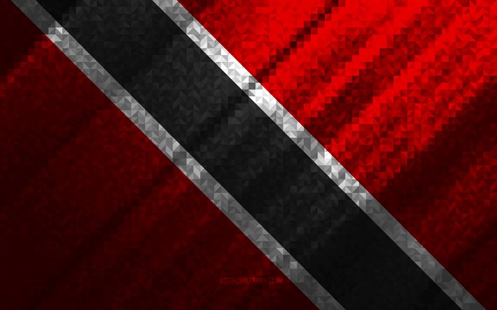 Trinidad och Tobagos flagga, m&#229;ngf&#228;rgad abstraktion, Trinidad och Tobagos mosaikflagga, Trinidad och Tobago, mosaikkonst