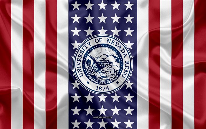 Nevada &#220;niversitesi Reno Amblemi, Amerikan Bayrağı, Nevada &#220;niversitesi Reno logosu, Reno, Nevada, ABD, Nevada Reno &#220;niversitesi