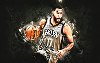 Garrett Temple, Brooklyn Nets, NBA, black stone background, american basketball player, Brooklyn Nets gray uniform