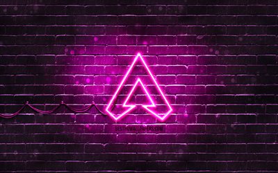 Apex Legends purple logo, 4k, purple brickwall, Apex Legends logo, 2020 games, Apex Legends neon logo, Apex Legends